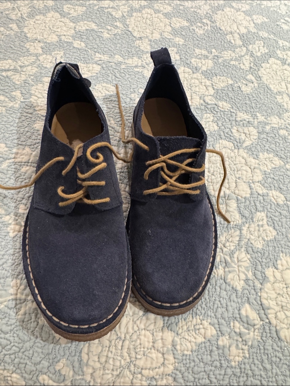 Zara Navy Suede Chukka shoes with Tan Laces